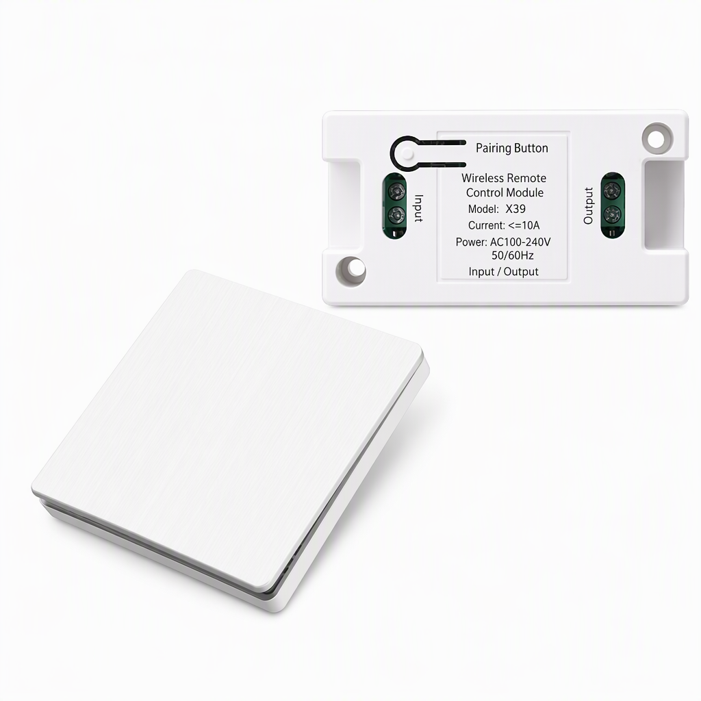 🔥FLASH SALE🔥 Draadloze Lichtschakelaar Set – Zonder Kabels of Boren, Zelfklevend – Voor 220V Huishoudlampen – Flexibel op Glas, Hout & Tegels – Vlamvertragend! 💡✨