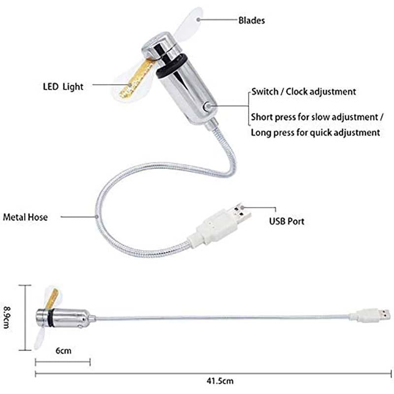 🔥Hot Sale🔥USB Ventilator met LED Klokverlichting