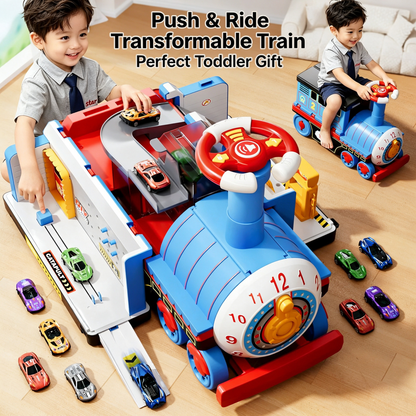 🚂 Speelgoedtrein voor kinderen – Grote, ombouwbare locomotief om op te rijden, duwen, trekken en op te zitten. Veilig speelgoed voor jonge kinderen dat motoriek en creativiteit stimuleert.