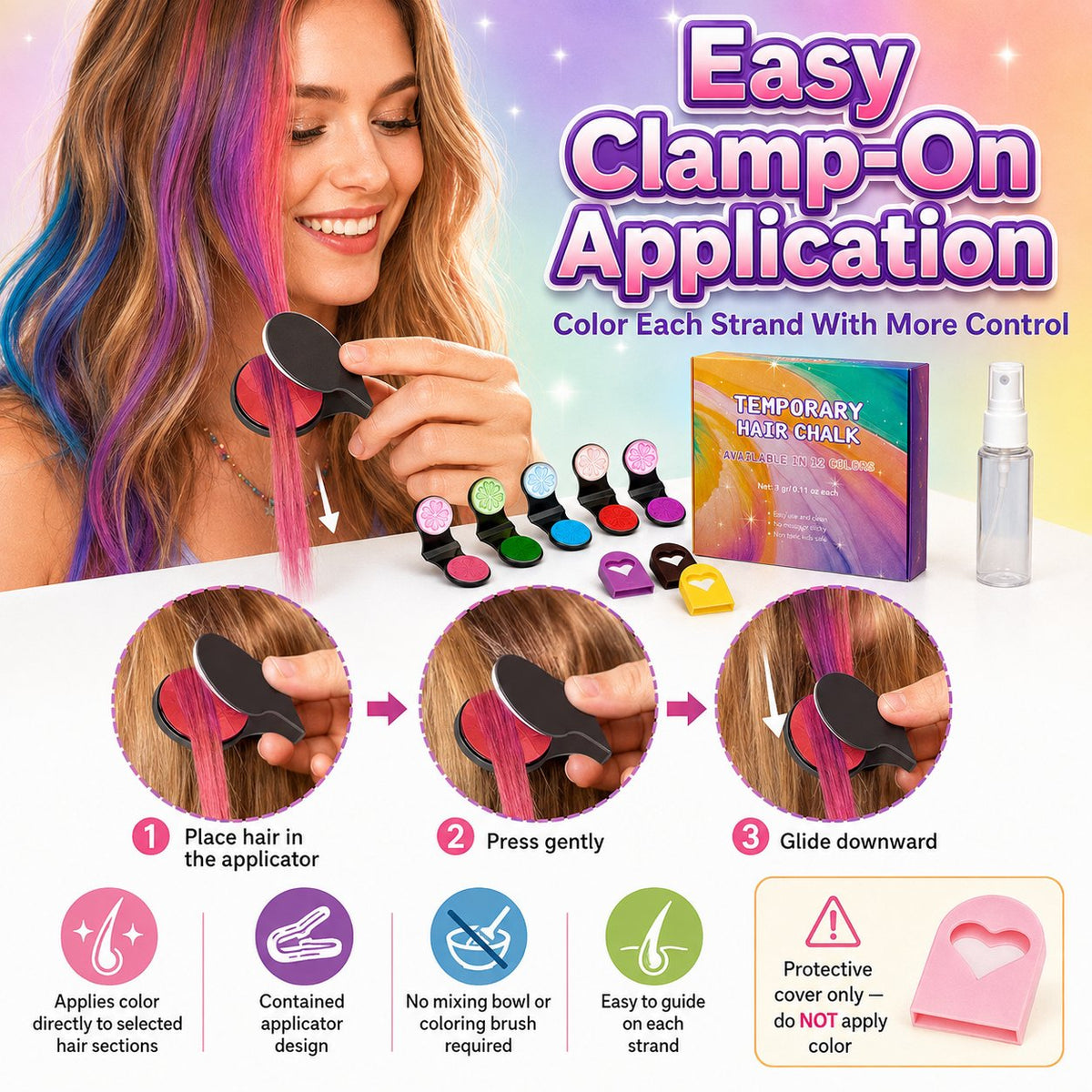 🔥 50% KORTING! 🌈 12-Kleuren Tijdelijke Haarkrijtset – Met Applicator | Snel Kleur in je Haar Zonder Permanente Verandering ✨ NL