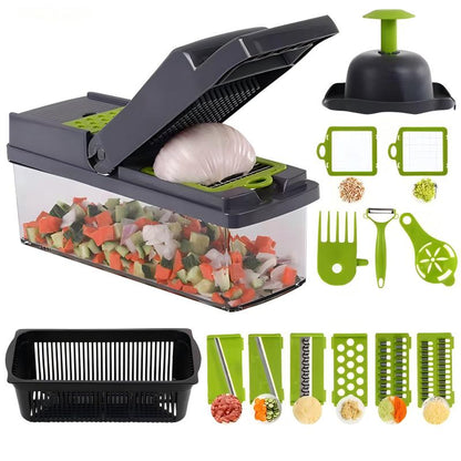 🌷  | 15-delige Multifunctionele Groentesnijder Set – Supersnel Snijden, Rasp & Hakwerk zonder Gedoe | Veilig & Vaatwasmachinebestendig