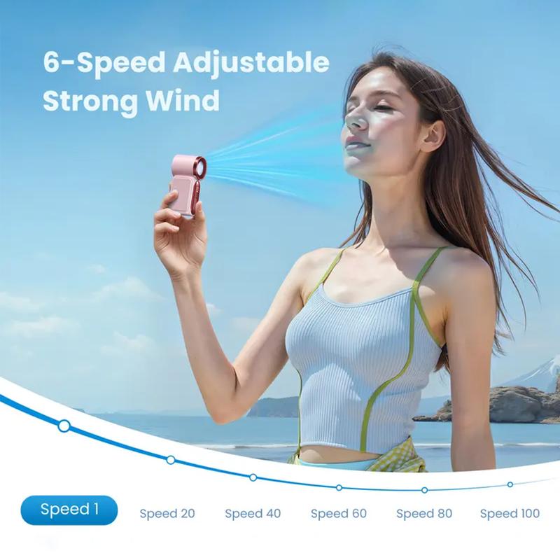 💨 Mini handventilator met LED-display | 🧊6 snelheden, 10,7 uur koelte | Weegt niets – gaat overal heen