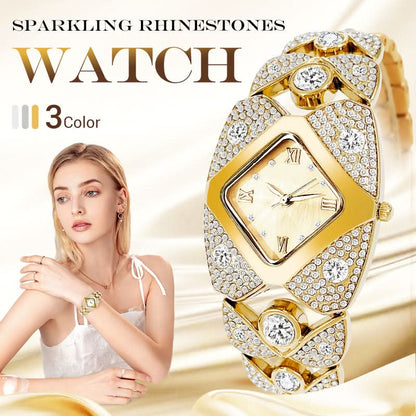 💜 Retro kwartshorloge met fonkelende steentjes⌚