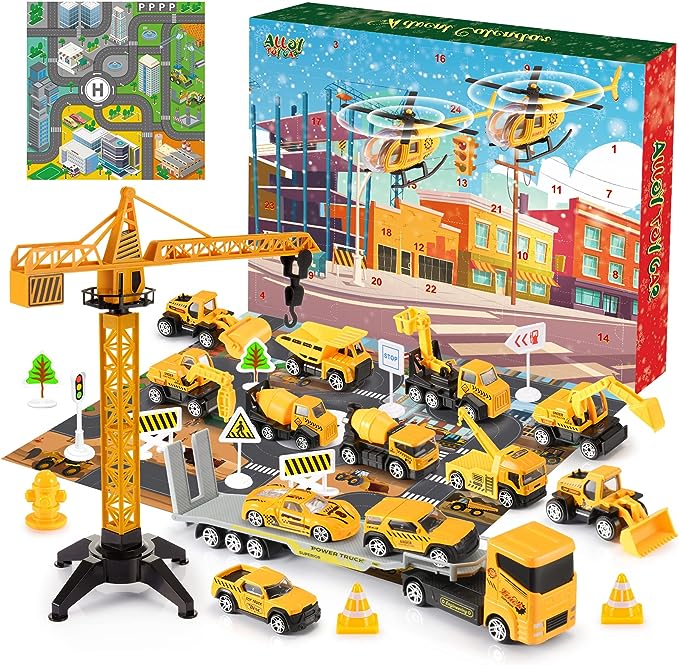 🎁🚗 50% KORTING! 24 dagen kerstmagie voor kleine bouwers – 9 metalen constructiewagens, 3 sportauto's, 2 helikopters en 11 verkeersborden. Adventskalender die spelen en leren combineert!