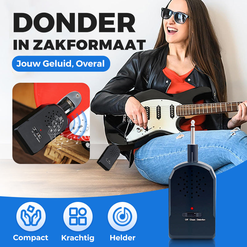 🎸 Speel Overal! Mini Draagbare Gitaarversterker-Set – Krachtig & Compact