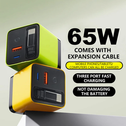 💥【LIMITED TIME 50% OFF】🔥 65W PD Snellader | Intrekbare Type-C Kabel 80cm | Compact & Draagbaar | Compatibel Telefoon/Tablet | Meerdere Kleuren