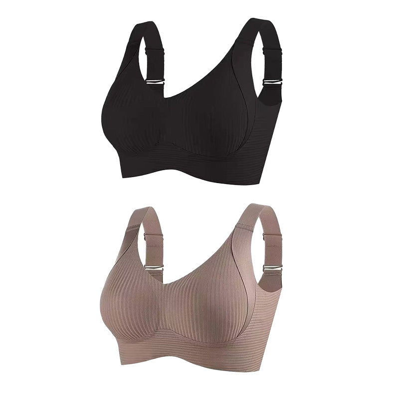 【1+1 gratis】💖Fijn naadloos gestreepte bh – met W-vormige ondersteuning, comfort en stijl in één.