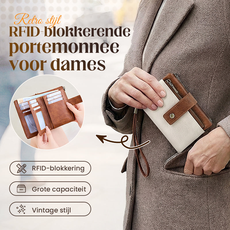 👜🔐Retro RFID-blockerende Tri-fold Portemonnee voor Dames – stijlvol, ruim & veilig