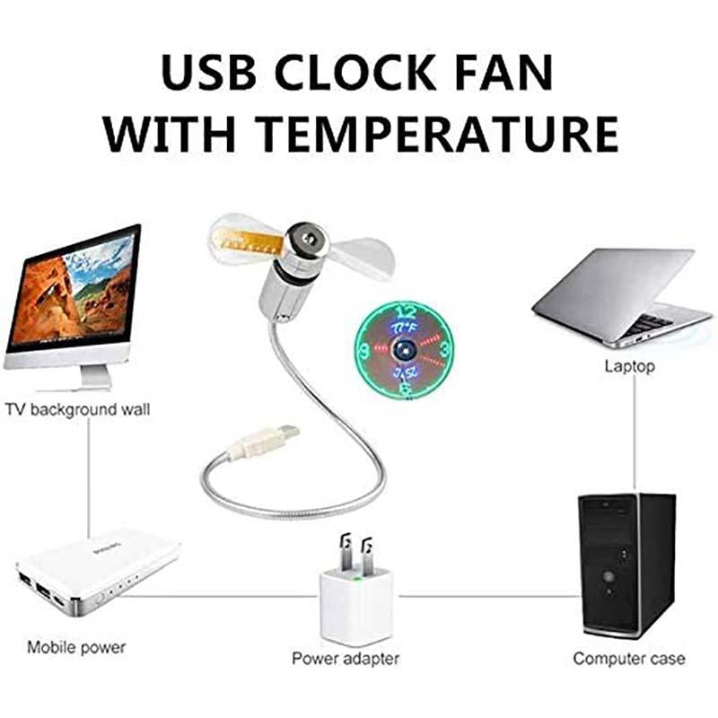 🔥Hot Sale🔥USB Ventilator met LED Klokverlichting