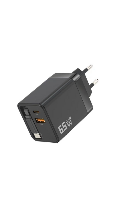 💥【LIMITED TIME 50% OFF】🔥 65W PD Snellader | Intrekbare Type-C Kabel 80cm | Compact & Draagbaar | Compatibel Telefoon/Tablet | Meerdere Kleuren