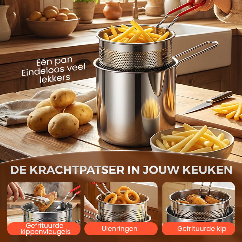 🔥 Multifunctionele friteuse van 304 roestvrij staal