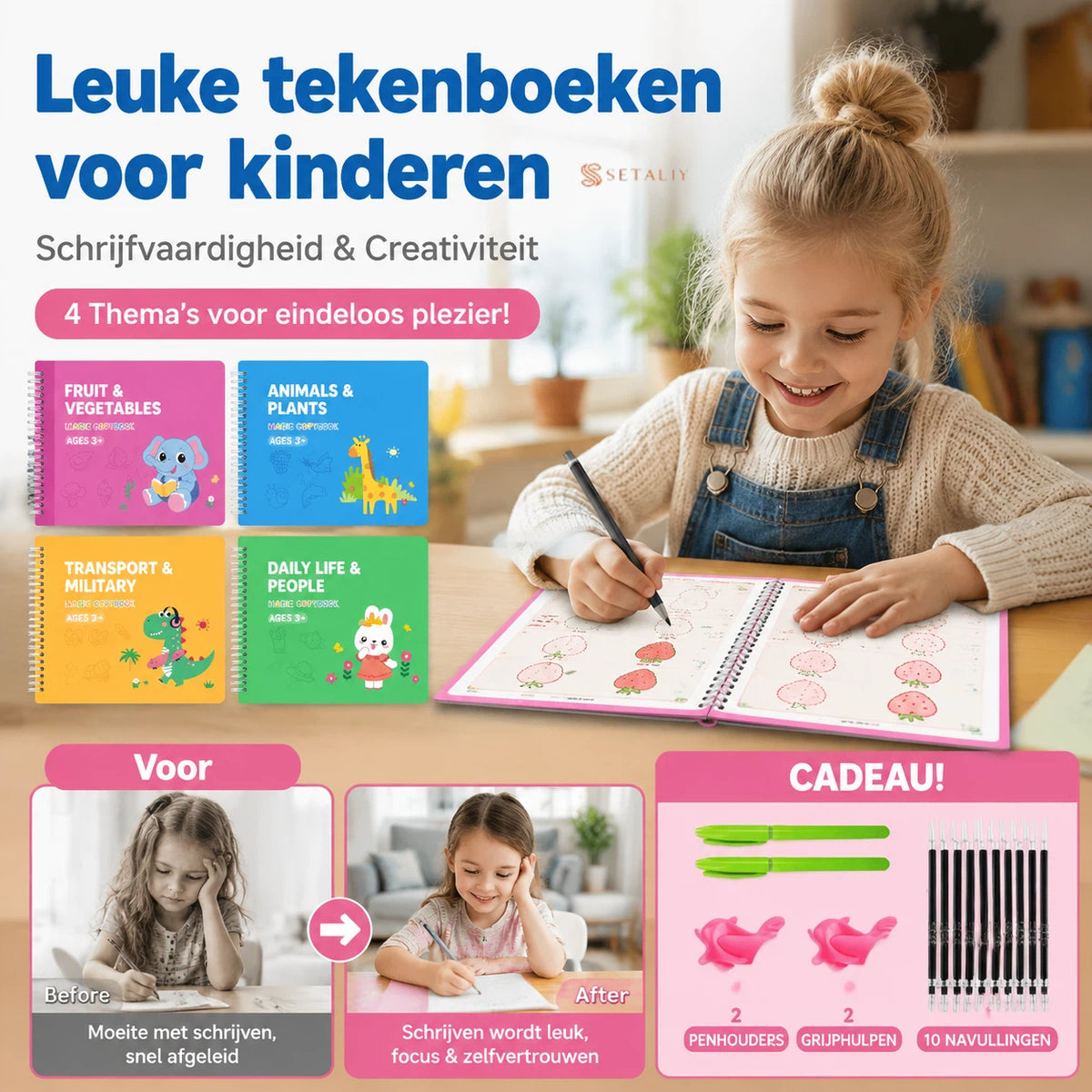 Tekenboek met 8 thema's: cartoons om over te trekken🥳🖍️ Meer dan 50.000 gezinnen hebben ervoor gekozen!