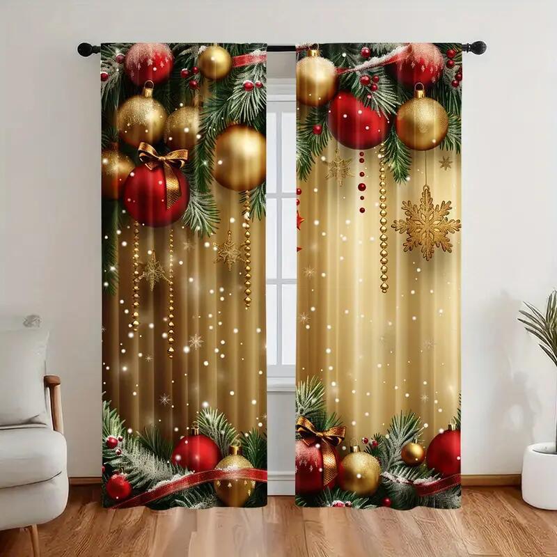 Kerstmis-raamgordijnen 2-delige set voor de woondecoratie
