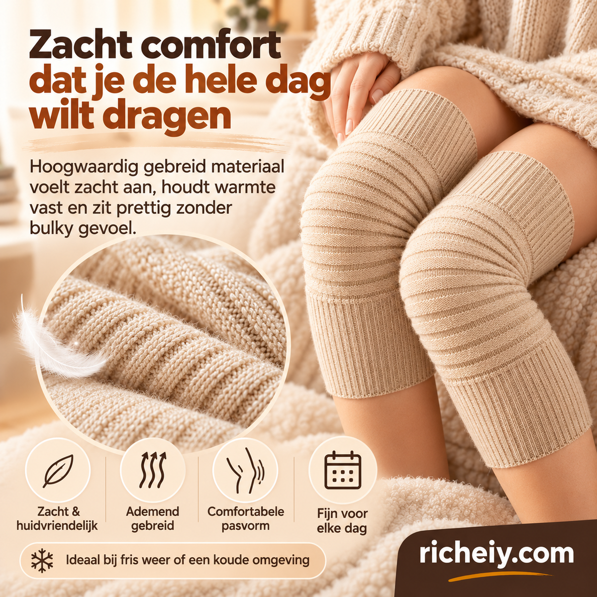 🥳2026 BESTSELLER🥾 Gebreide Kniewarmers – Zacht & Comfortabel, Rekbaar van M tot XL – Geschikt voor Sport, Dans & Dagelijks Gebruik – Voor 45–100kg – 1 of 3 Paar! 🛡️💨
