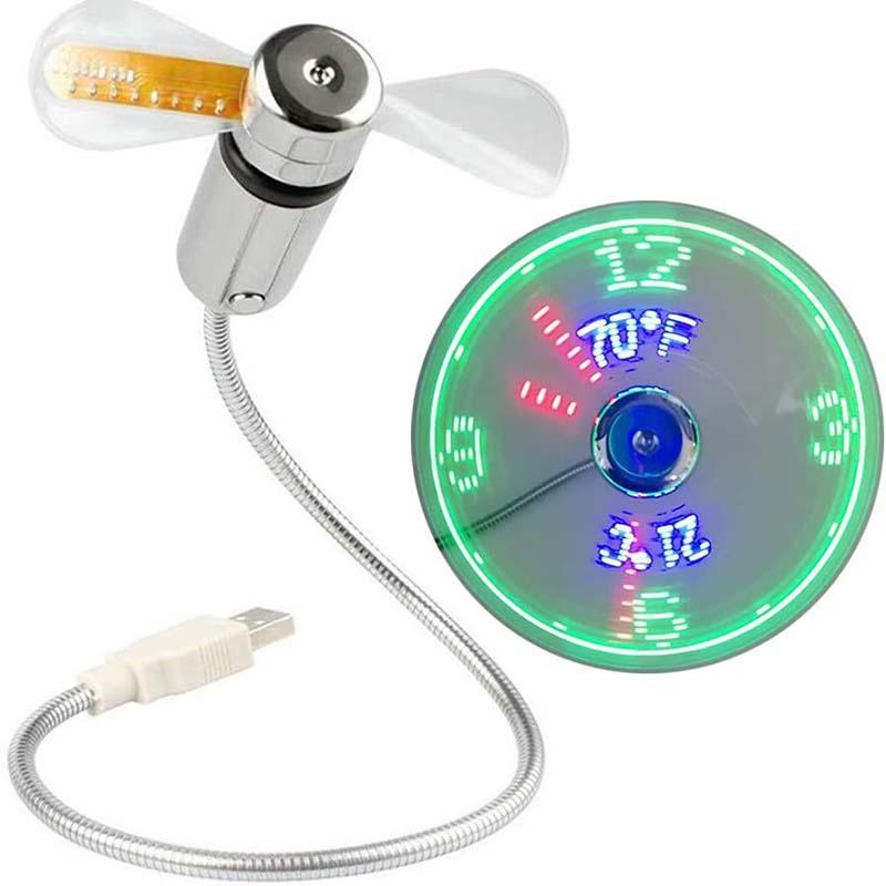 🔥Hot Sale🔥USB Ventilator met LED Klokverlichting