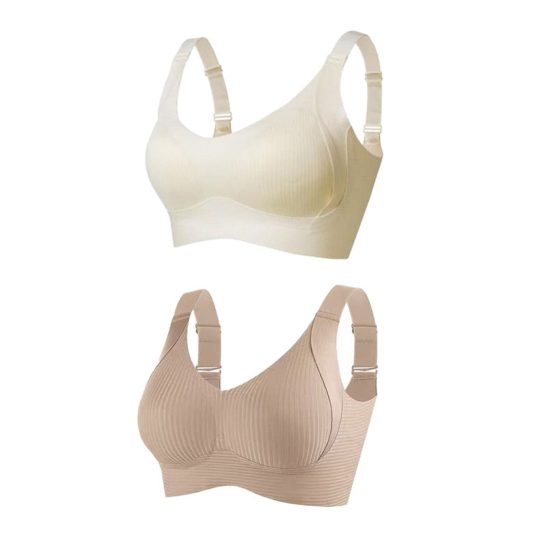 【1+1 gratis】💖Fijn naadloos gestreepte bh – met W-vormige ondersteuning, comfort en stijl in één.