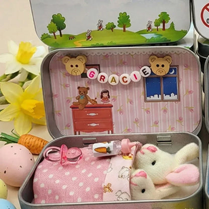 🎉Beste Paascadeau 50% KORTING🎁🐇Bunny Mummy Tiny Plush Pocket Tin