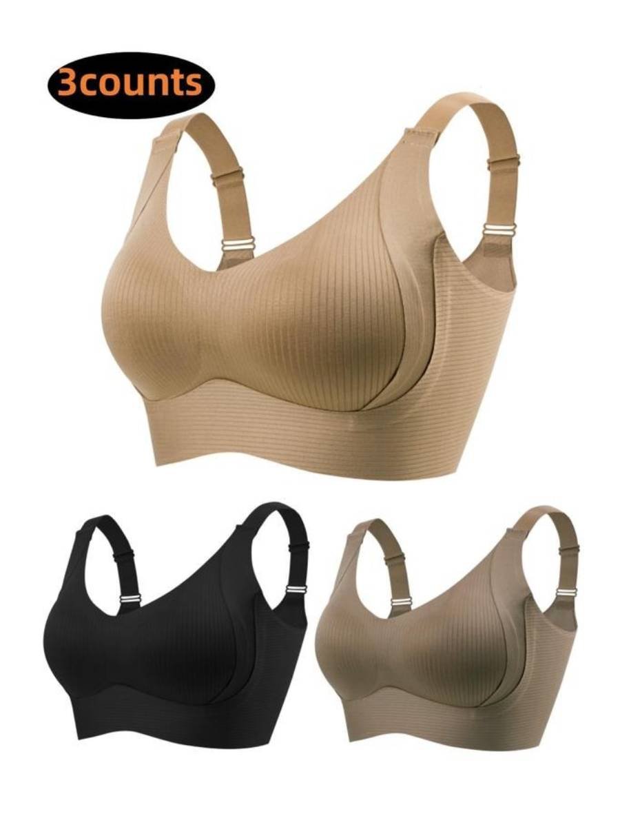 【1+1 gratis】💖Fijn naadloos gestreepte bh – met W-vormige ondersteuning, comfort en stijl in één.