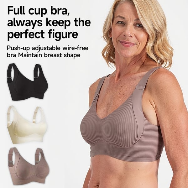 【1+1 gratis】💖Fijn naadloos gestreepte bh – met W-vormige ondersteuning, comfort en stijl in één.
