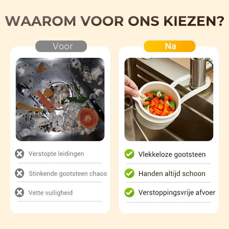 Multifunctionele afvoermand voor keukengootsteen