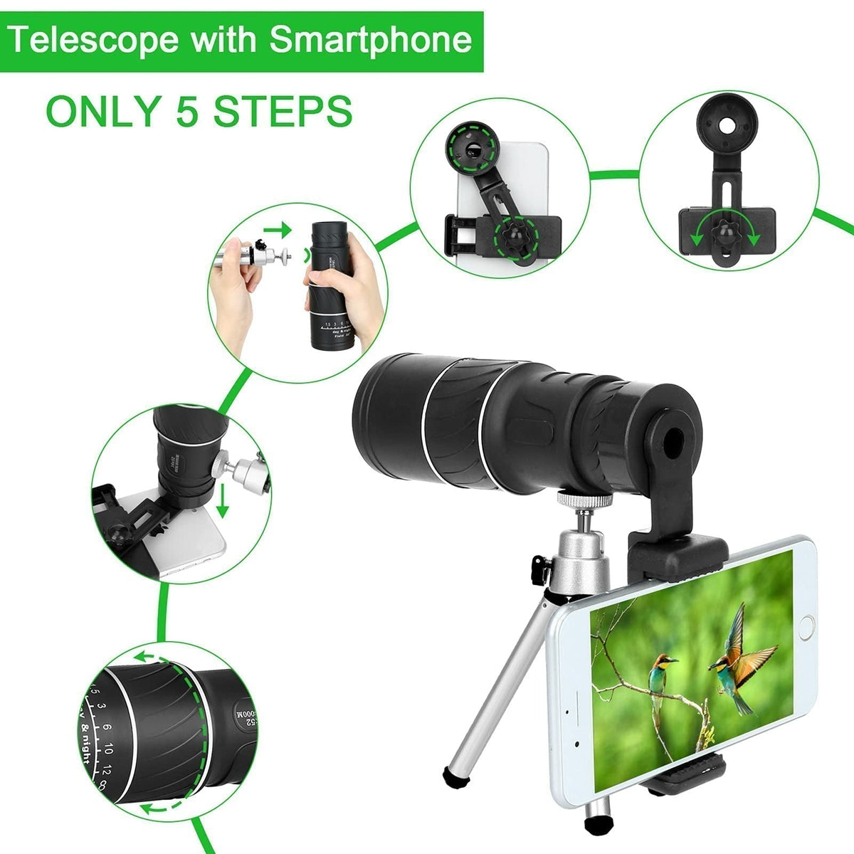 16X52 Professional High-power High-definition Low-light Night Vision Monocular Telescope