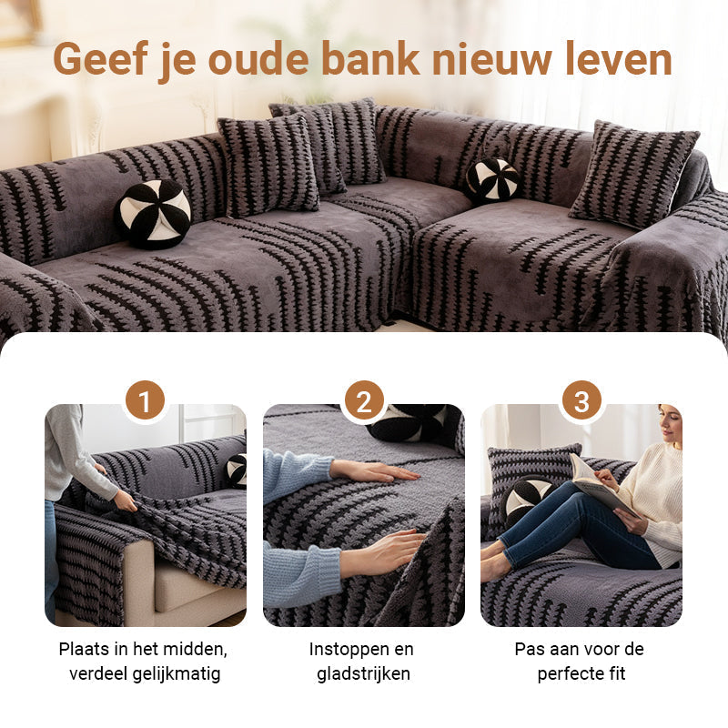 🎁Nieuw in 2026: 50% KORTING💥Zachte, pluche antislip-bankhoes – dikke gestreepte bankhoes, gezellige, winterbestendige meubelbeschermer voor de woonkamer, universele antislip-bankhoes