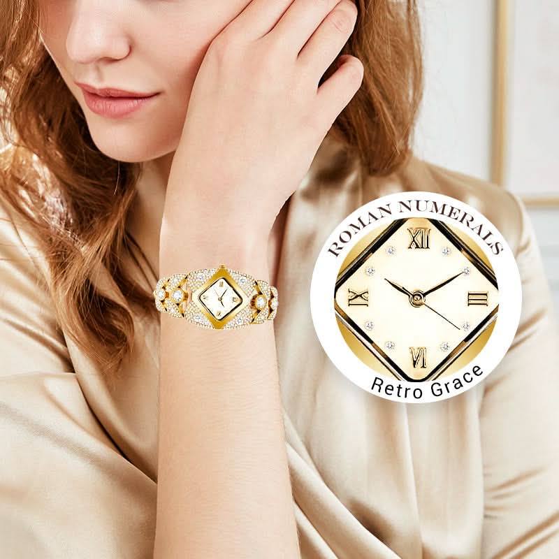 💜 Retro kwartshorloge met fonkelende steentjes⌚