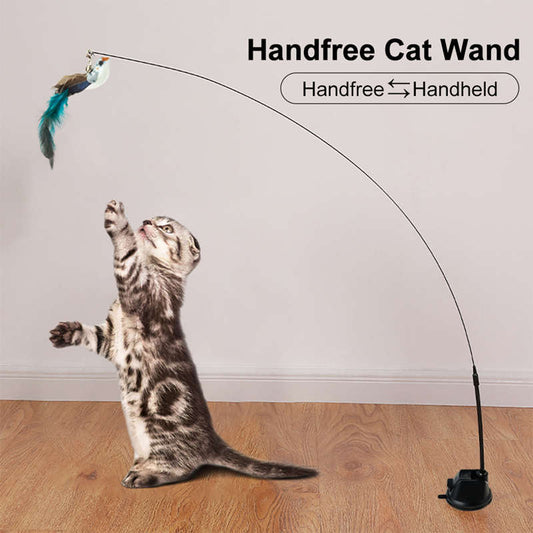 🐱💥 50% KORTING! Stop met het zien van een verveelde kat die je gordijnen sloopt! Deze zuignap-hengel met veren en belletjes houdt hem bezig – zelfspelen of samen, jij kiest.