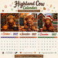 2027 Grappige Hooglandrund Kalender | A4 Wandkalender | Ontworpen door Isabel Kline