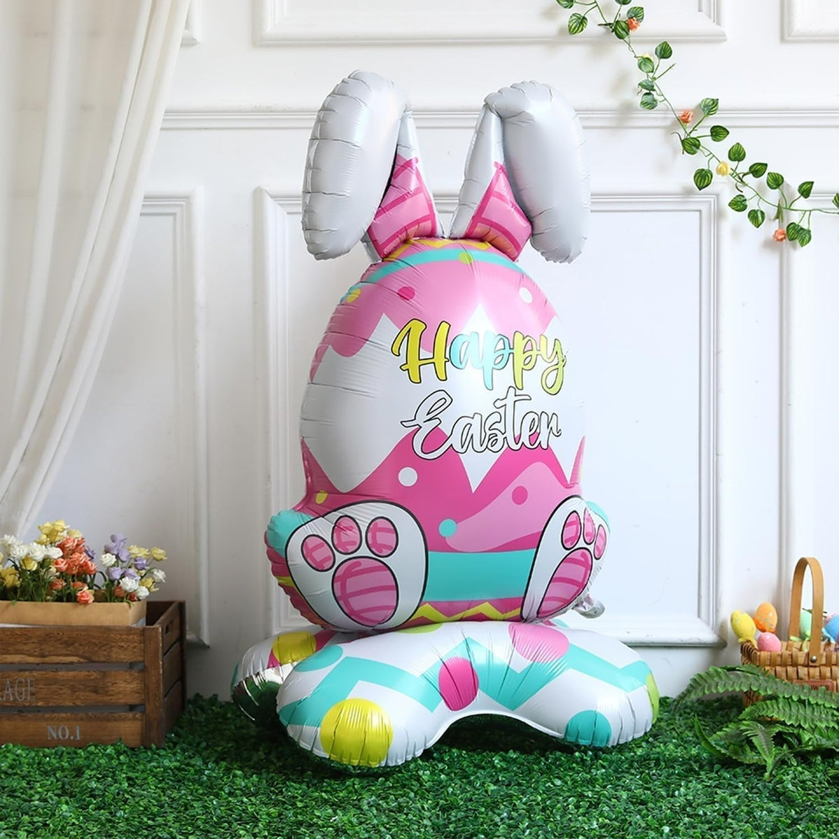 🎁PAASAANBIEDING: 50% KORTING!🐰🎉 Reusachtige 3D-ballon in de vorm van een konijn die vanzelf blijft staan. Feestelijke vreugde