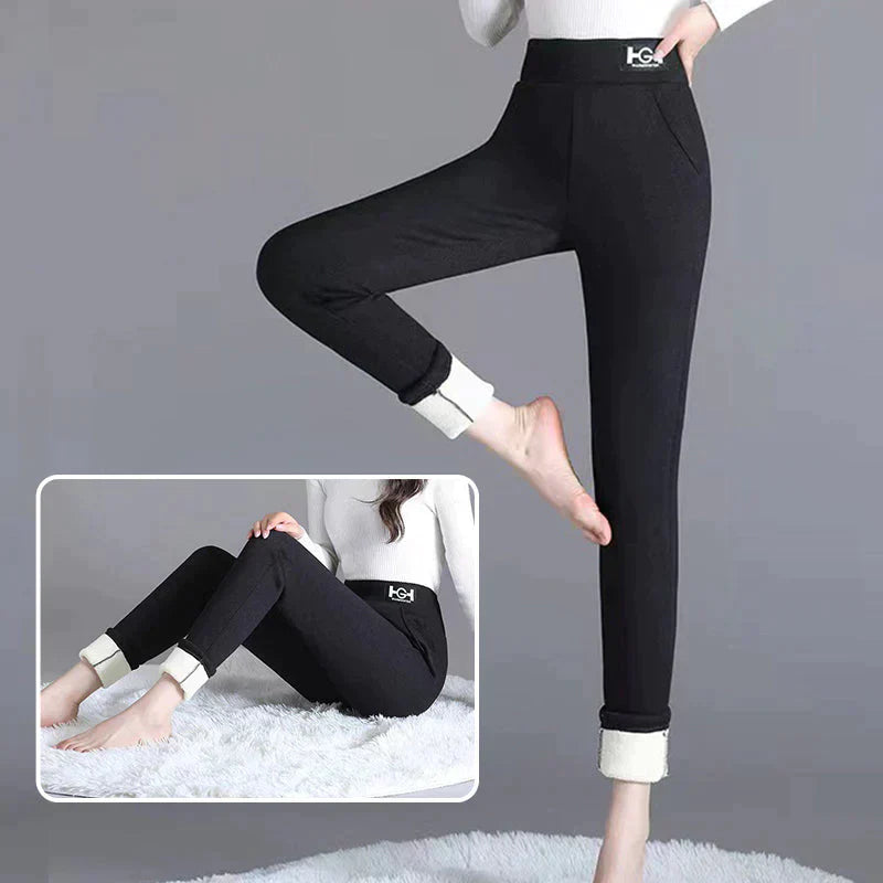 Modieuze thermische kasjmier slim-broek voor dames