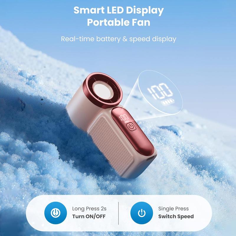 💨 Mini handventilator met LED-display | 🧊6 snelheden, 10,7 uur koelte | Weegt niets – gaat overal heen