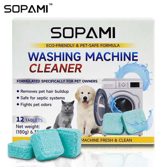 SOPAMI milieuvriendelijke wasmachine reiniger bestrijdt geurtjes van huisdieren en ophoping van haren voor frisse, schone machines