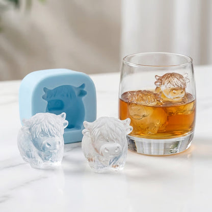 ⏰🎁IJsblokjesvorm in de vorm van een Schotse hooglandkoe - Schattige 3D siliconen vorm voor drankjes en feestjes