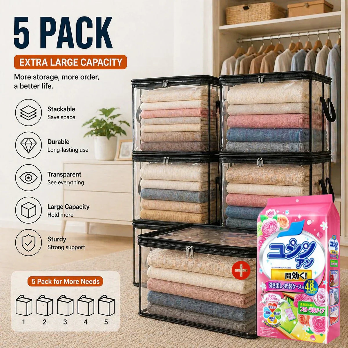 🔥 Tijdelijke aanbieding – 49% korting 📦 Grote, extra sterke, transparante opbergtas van dik plastic voor kleding, verhuizingen en opslag