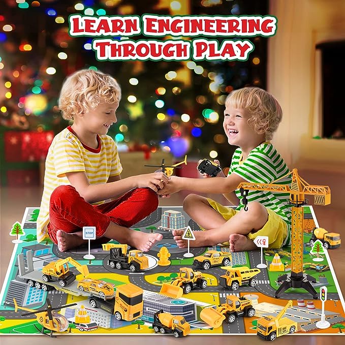 🎁🚗 50% KORTING! 24 dagen kerstmagie voor kleine bouwers – 9 metalen constructiewagens, 3 sportauto's, 2 helikopters en 11 verkeersborden. Adventskalender die spelen en leren combineert!