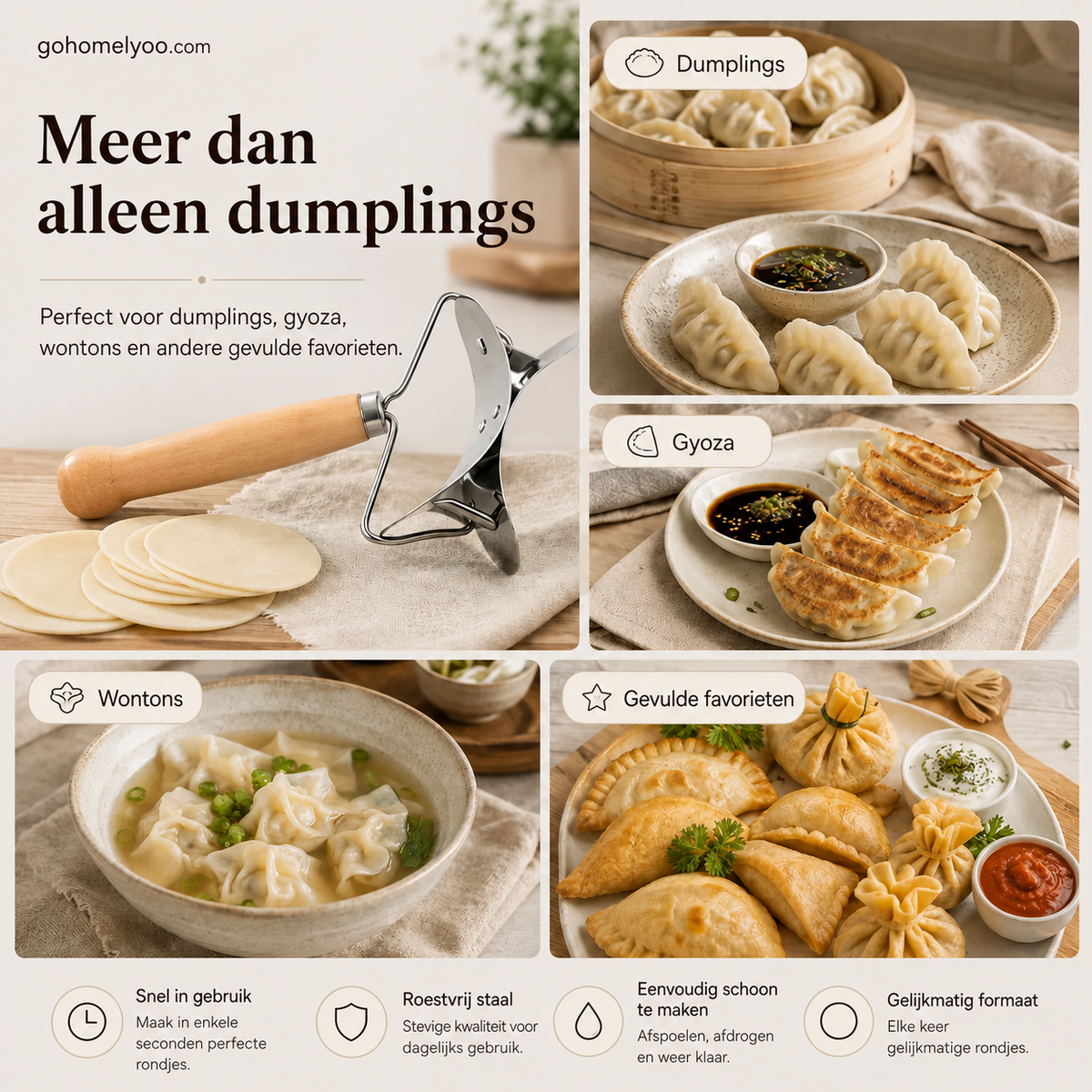 🥟🔥 50% KORTING! RVS Deeguitsteker – Maak Perfect Ronde Dumplingvellen Zonder Gedoe
