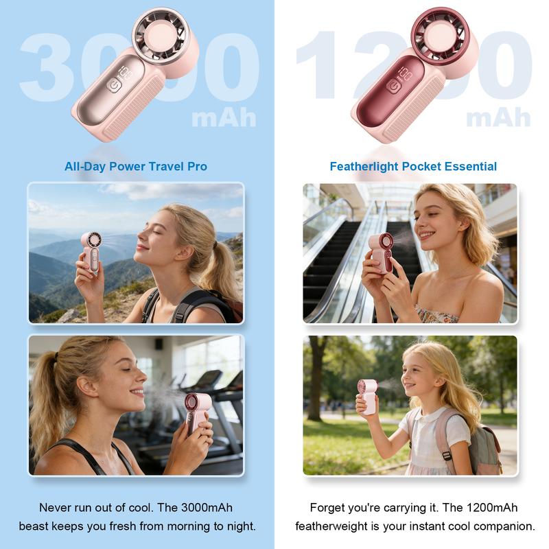 💨 Mini handventilator met LED-display | 🧊6 snelheden, 10,7 uur koelte | Weegt niets – gaat overal heen