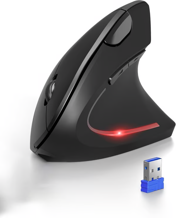 Ergonomische verticale optische muis, draadloos, oplaadbaar via USB