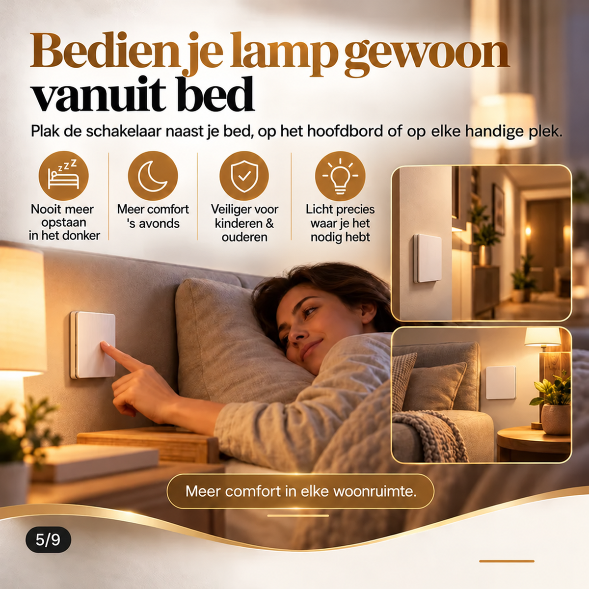 🔥FLASH SALE🔥 Draadloze Lichtschakelaar Set – Zonder Kabels of Boren, Zelfklevend – Voor 220V Huishoudlampen – Flexibel op Glas, Hout & Tegels – Vlamvertragend! 💡✨