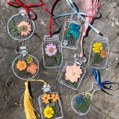 🌸Set bladwijzers met gedroogde bloemen