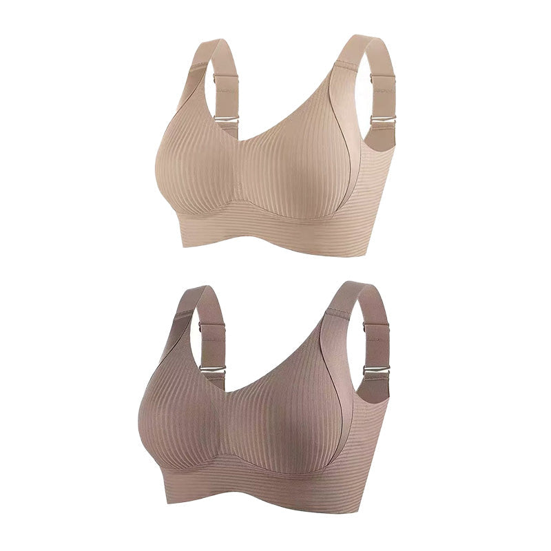【1+1 gratis】💖Fijn naadloos gestreepte bh – met W-vormige ondersteuning, comfort en stijl in één.
