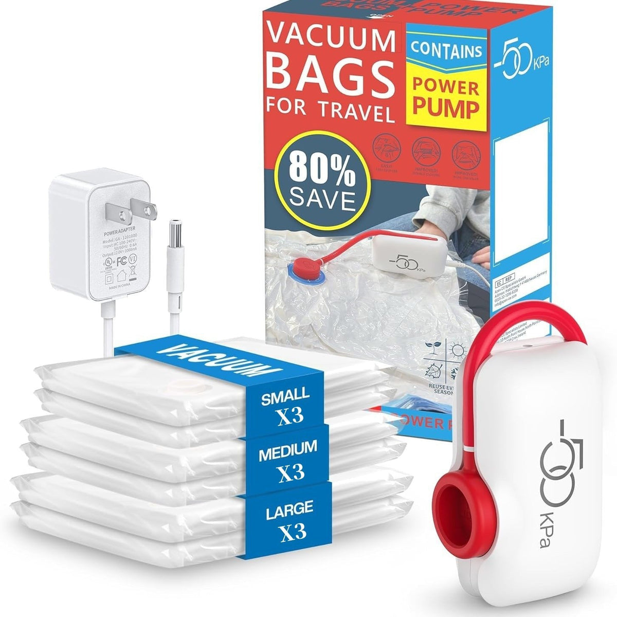 ✨️BEPERKTE UITVERKOOP 50% KORTING✨️9-pack lichtgewicht reistassen met USB-elektrische pomp