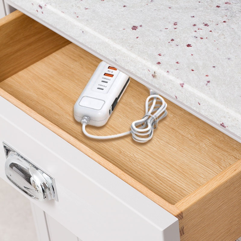 🎄Kerstdeal ALTIJD 50% KORTING!⚡ 66W Multifunctioneel Snellaadstopcontact (2PD+2USB): Ingebouwde Type-C Kabel + UK/EU/US Plug – Veilig & Compact！