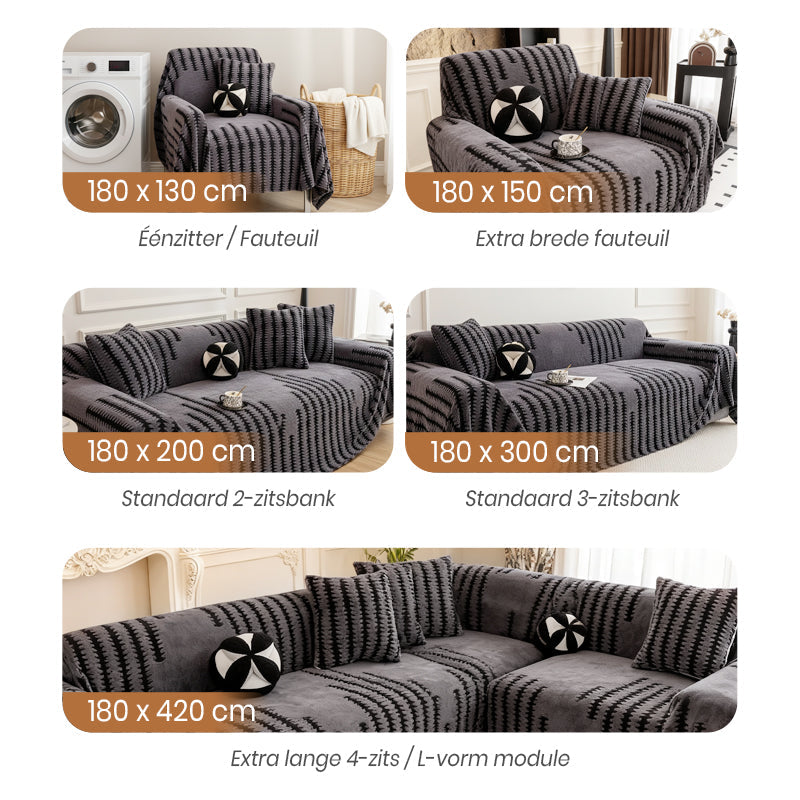 🎁Nieuw in 2026: 50% KORTING💥Zachte, pluche antislip-bankhoes – dikke gestreepte bankhoes, gezellige, winterbestendige meubelbeschermer voor de woonkamer, universele antislip-bankhoes