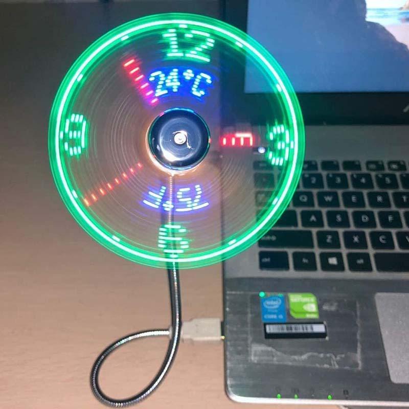 🔥Hot Sale🔥USB Ventilator met LED Klokverlichting