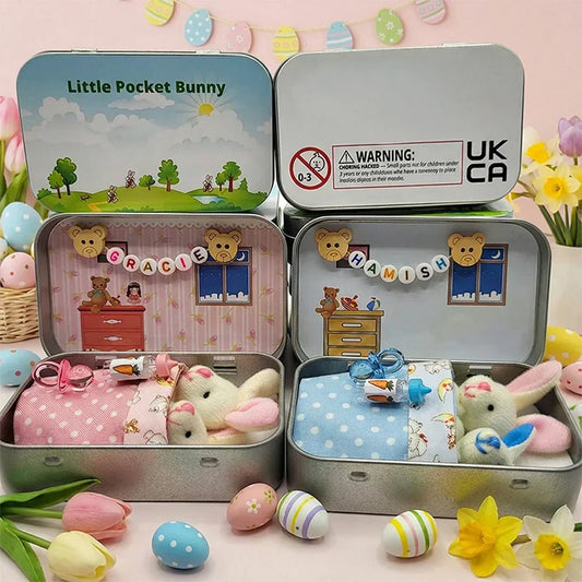 🎉Beste Paascadeau 50% KORTING🎁🐇Bunny Mummy Tiny Plush Pocket Tin