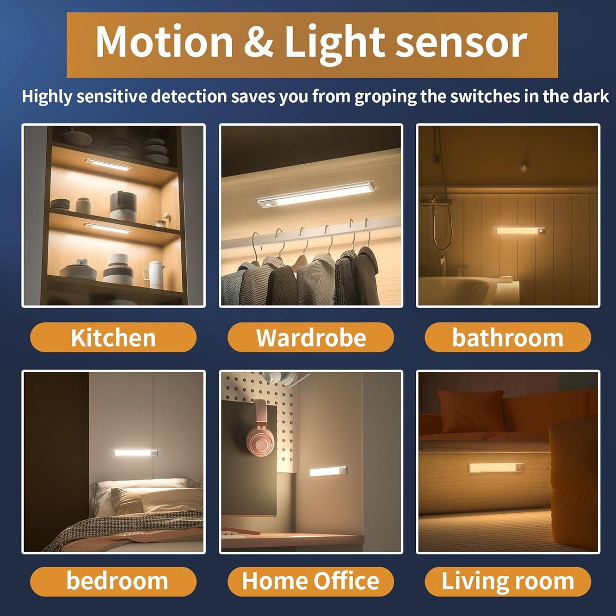 🏆 Hot Sale!50% KORTING 🔥 3-Kleuren LED Sensor Lampjes – Magnetisch & Oplaadbaar