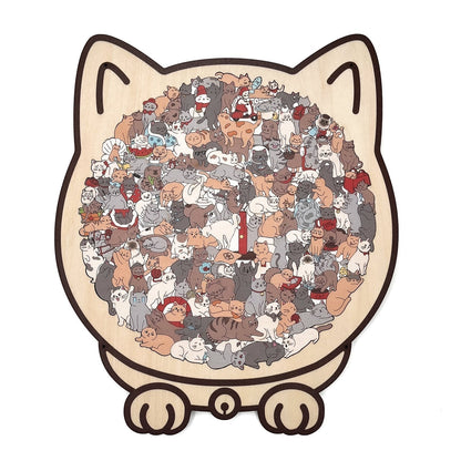 ⏳Tijdelijke aanbieding! 🧩Houten puzzel van 135 stukjes in gedempte tinten, met een kattenmotief.