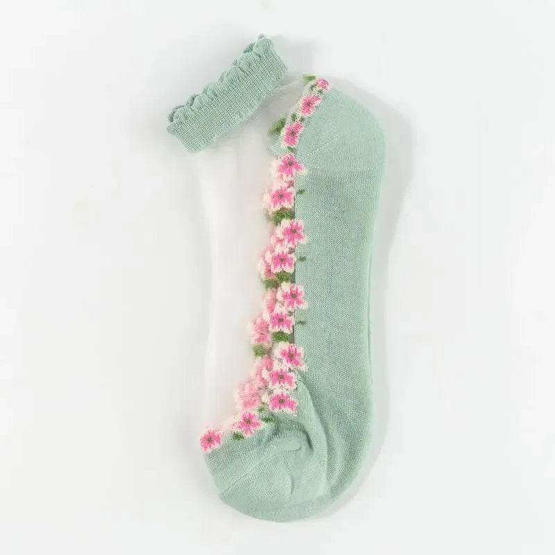 Dames Enkelkousen met Bloemenkant voor Lente en Zomer